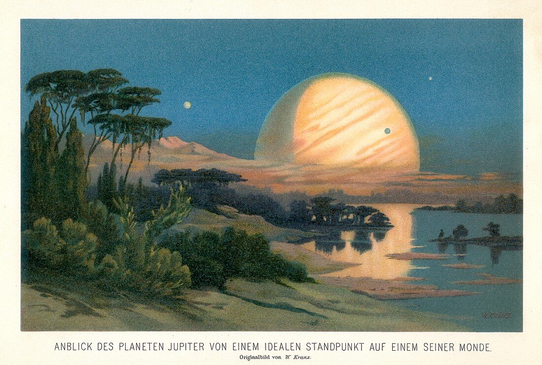 Jupiter from its moon Europa, 19thcentury illustration