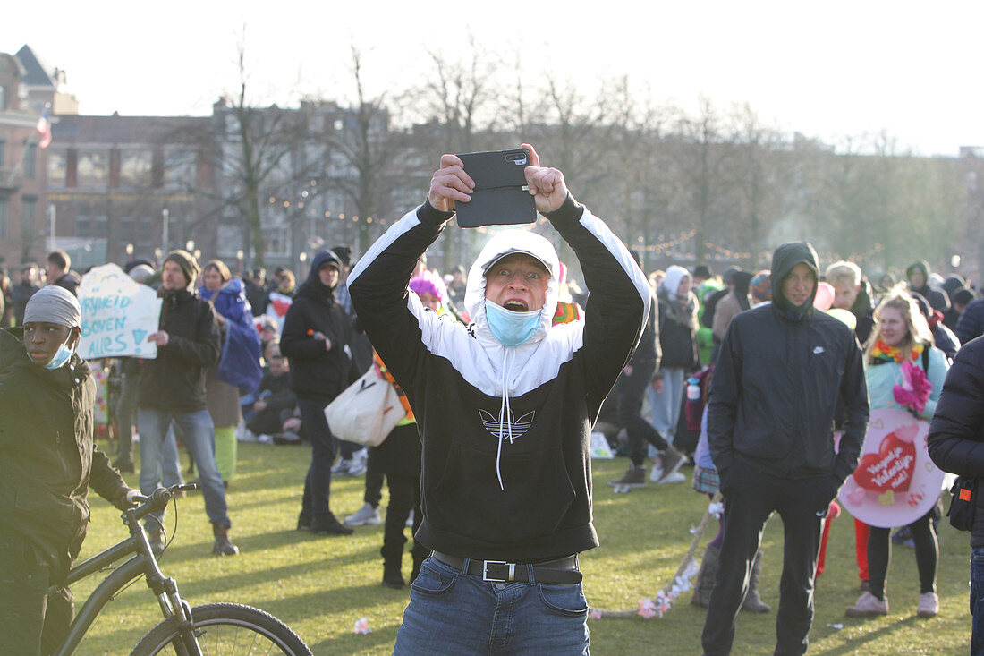 Anti-lockdown protest, Amsterdam, Netherlands