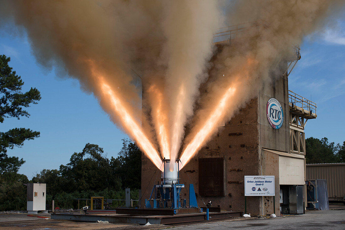 Orion spacecraft jettison motor testing
