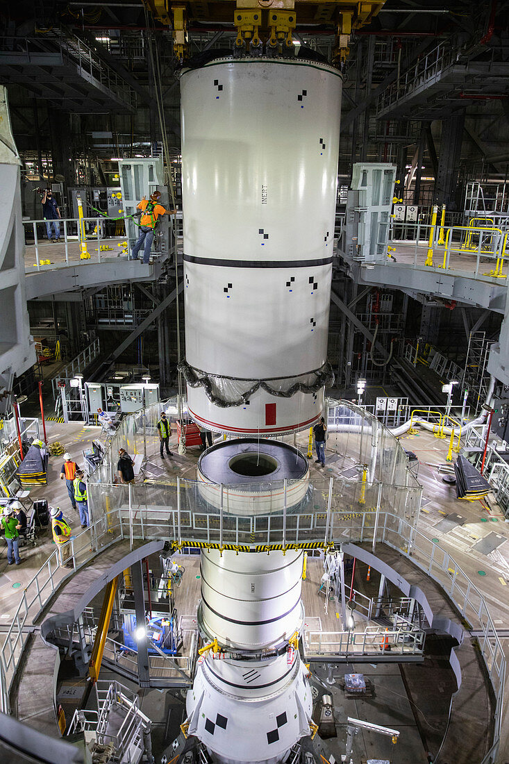 Assembling Space Launch System booster segments