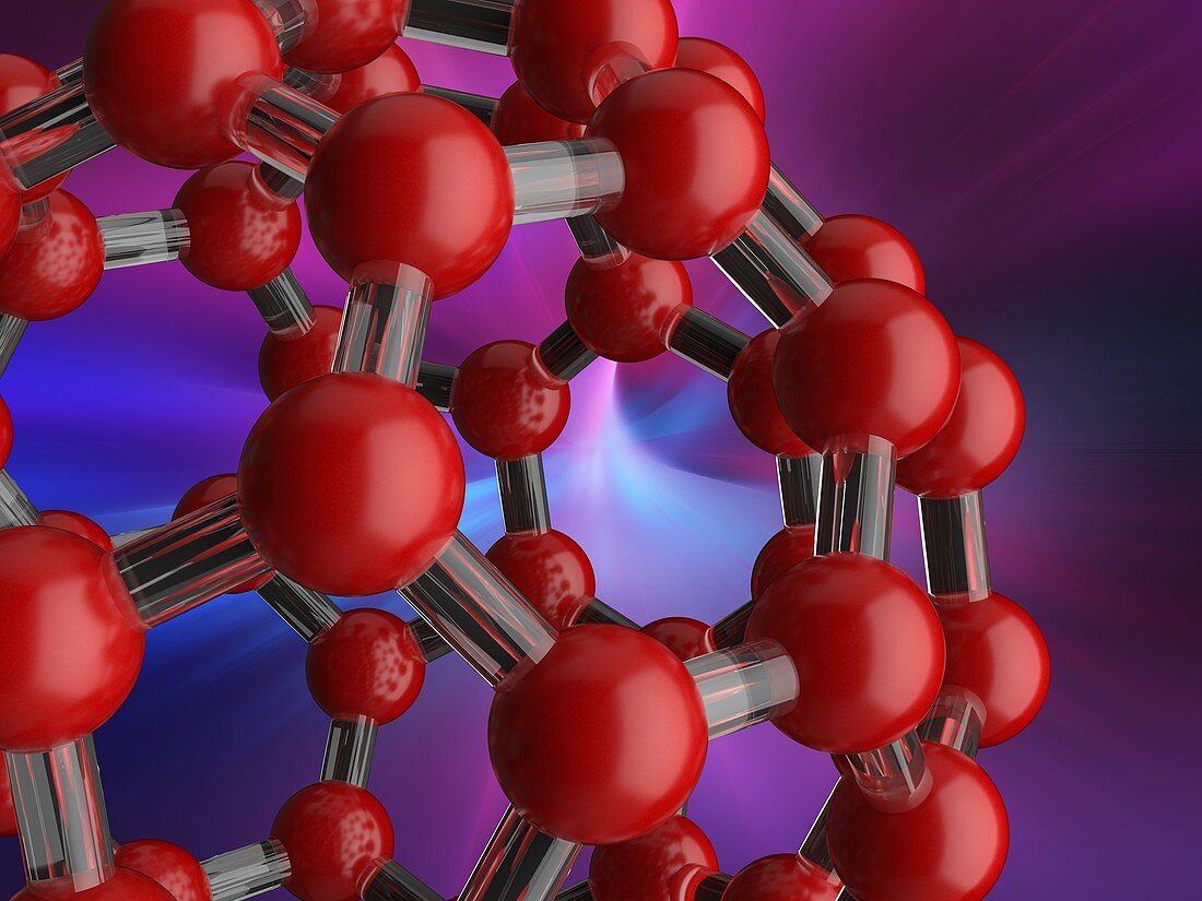 Buckyball C60 molecule detail, illustration