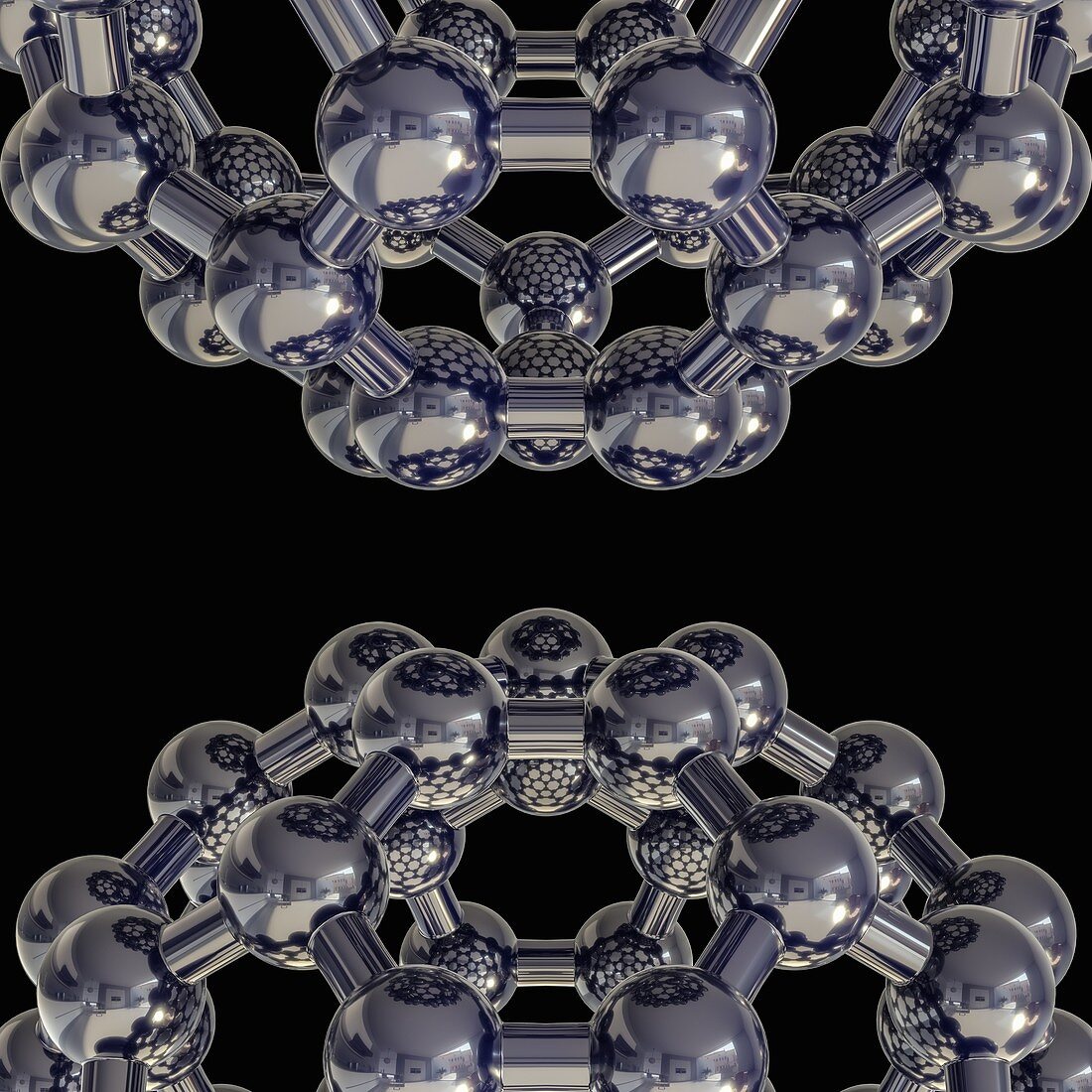 Buckyball C60 molecules, illustration