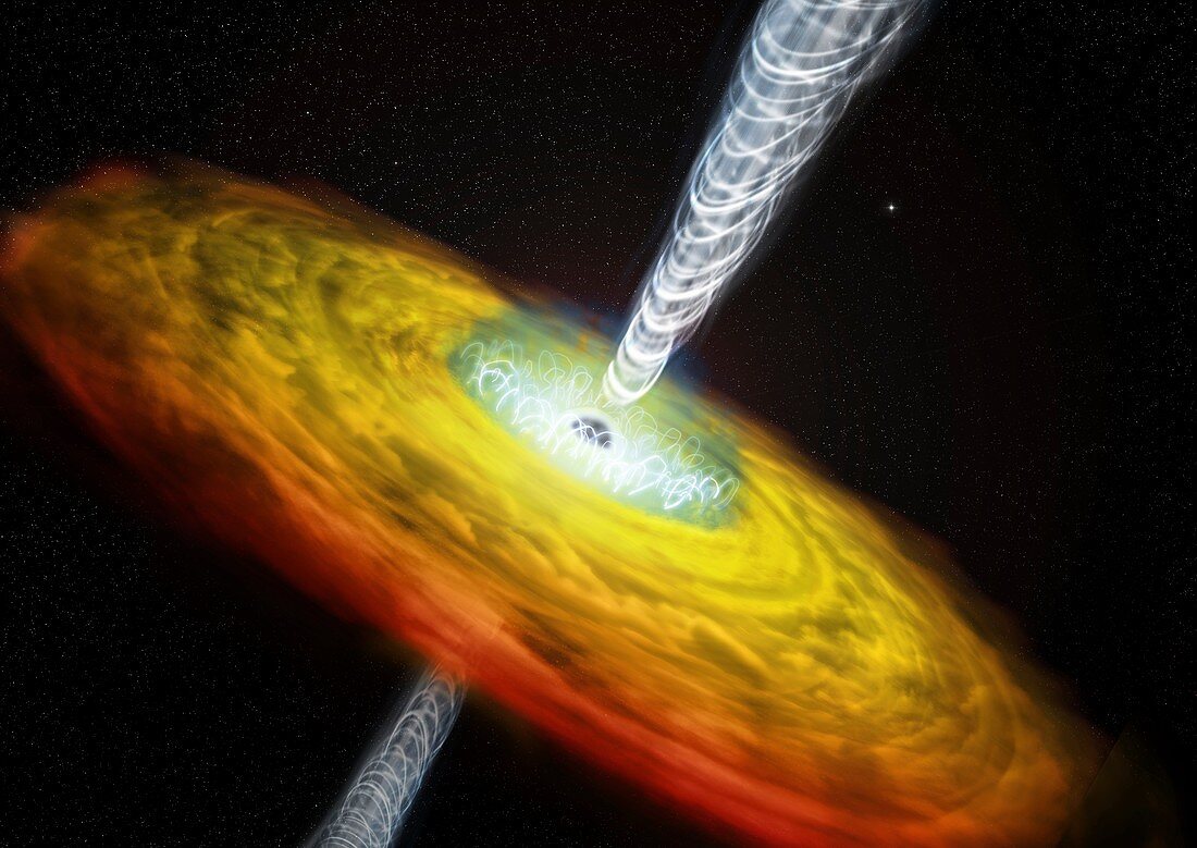 Quasar emission and magnetic field, illustration