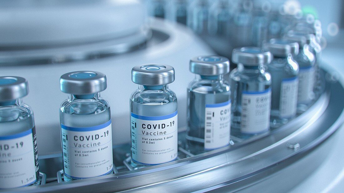 Covid-19 vaccine production, conceptual image