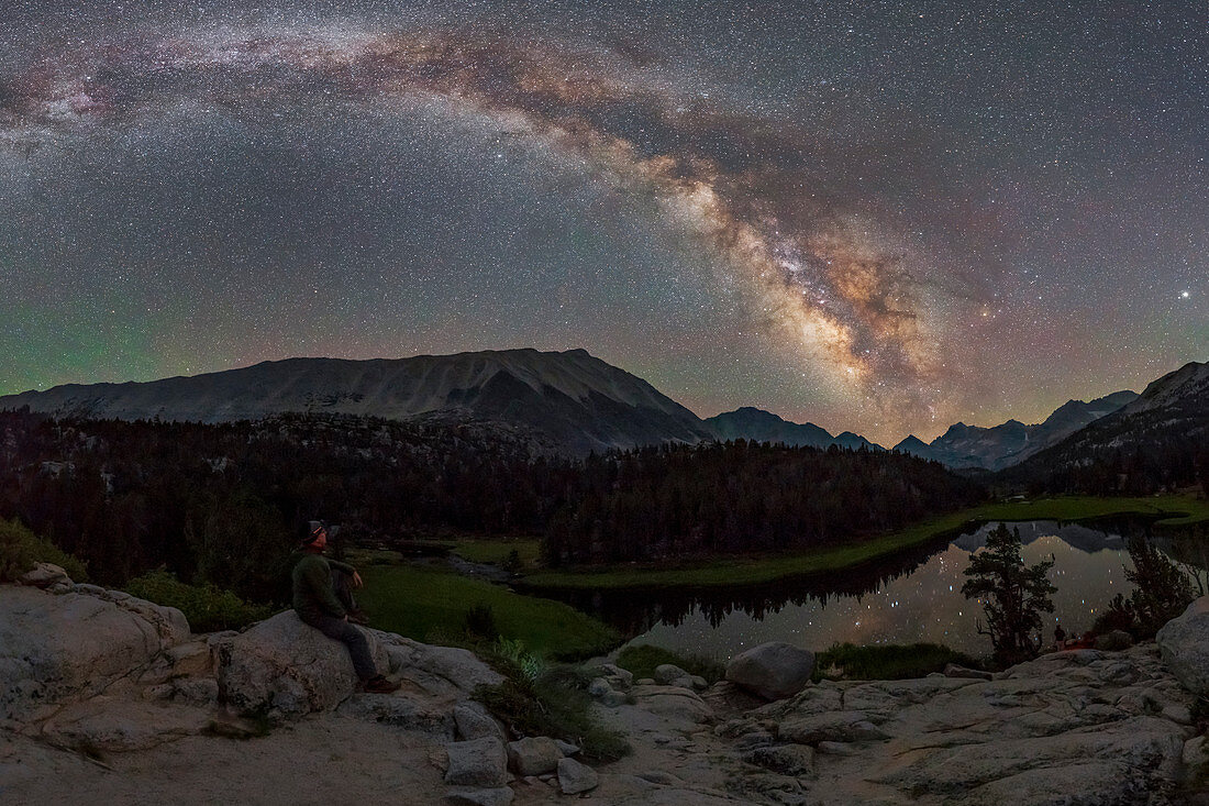 Milky Way over a mountain lake