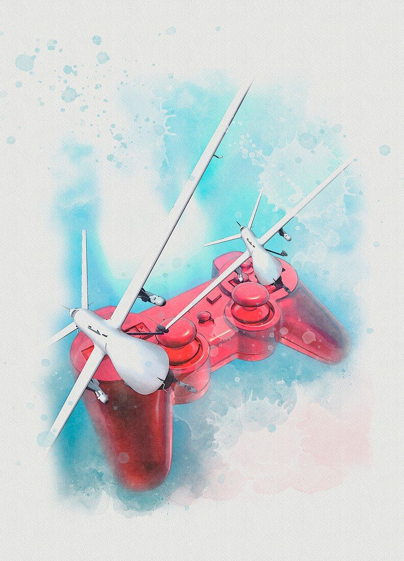 Drone warfare, conceptual illustration