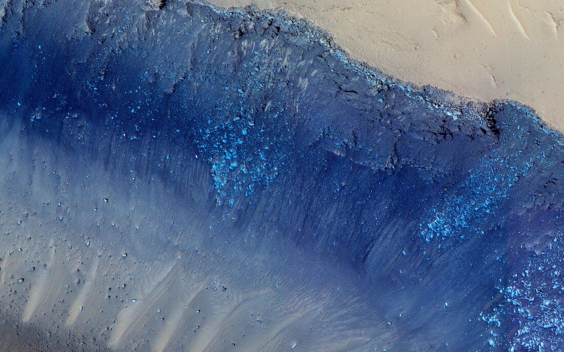 Landslides on Mars, satellite image
