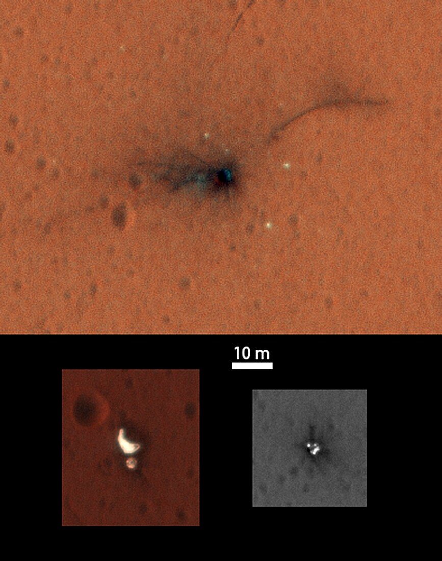 Schiaparelli impact site on Mars, MRO image