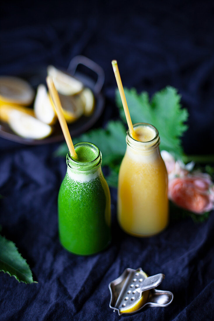 Green and yellow smoothie