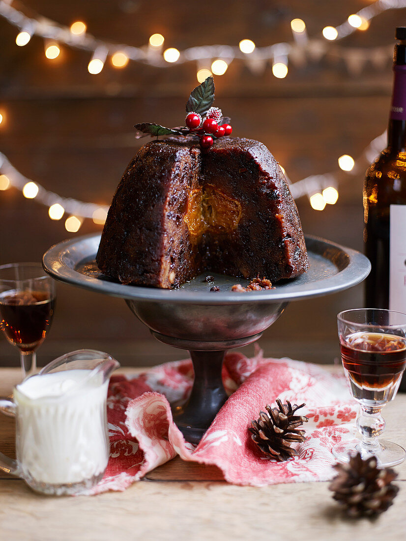 Mandarin-in-the-middle Christmas pud