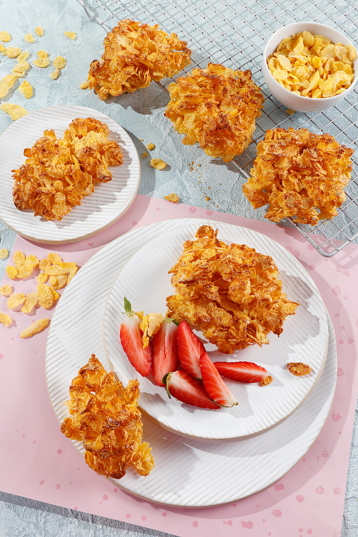 Schnelle Kekse aus Cornflakes und Kondensmilch