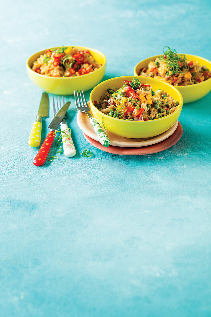 Egg-fried rice with Peas and Chilli