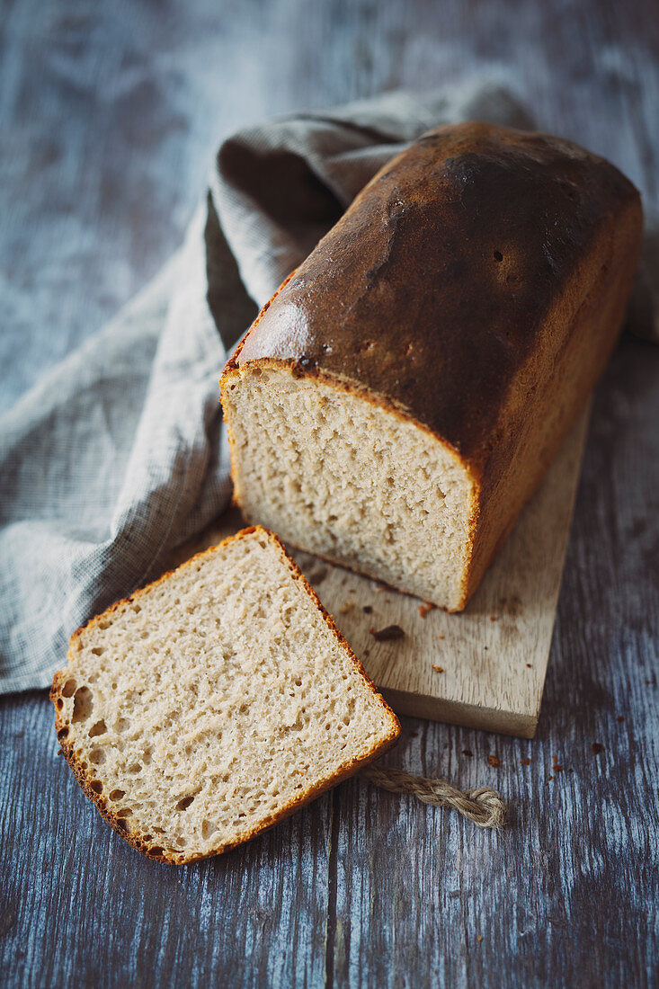 Toasted bread with rye flour, sourdough and butter