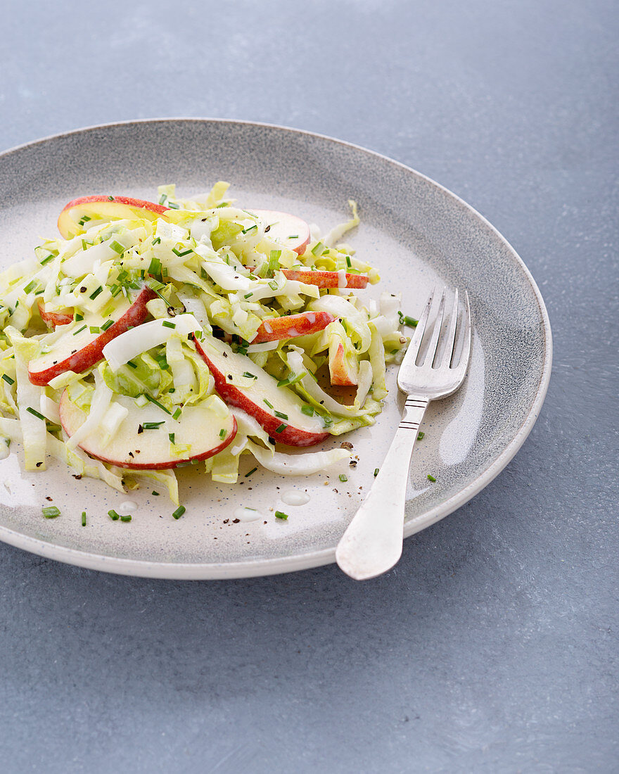 Chicory salad with apple and a kefir and chive dressing