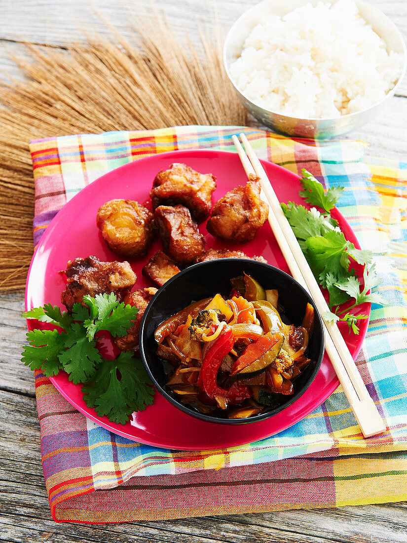 Thai fish with stir-fried vegetables