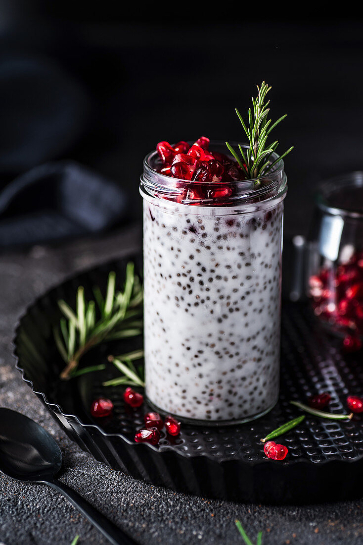 Chia pudding with pomegranate