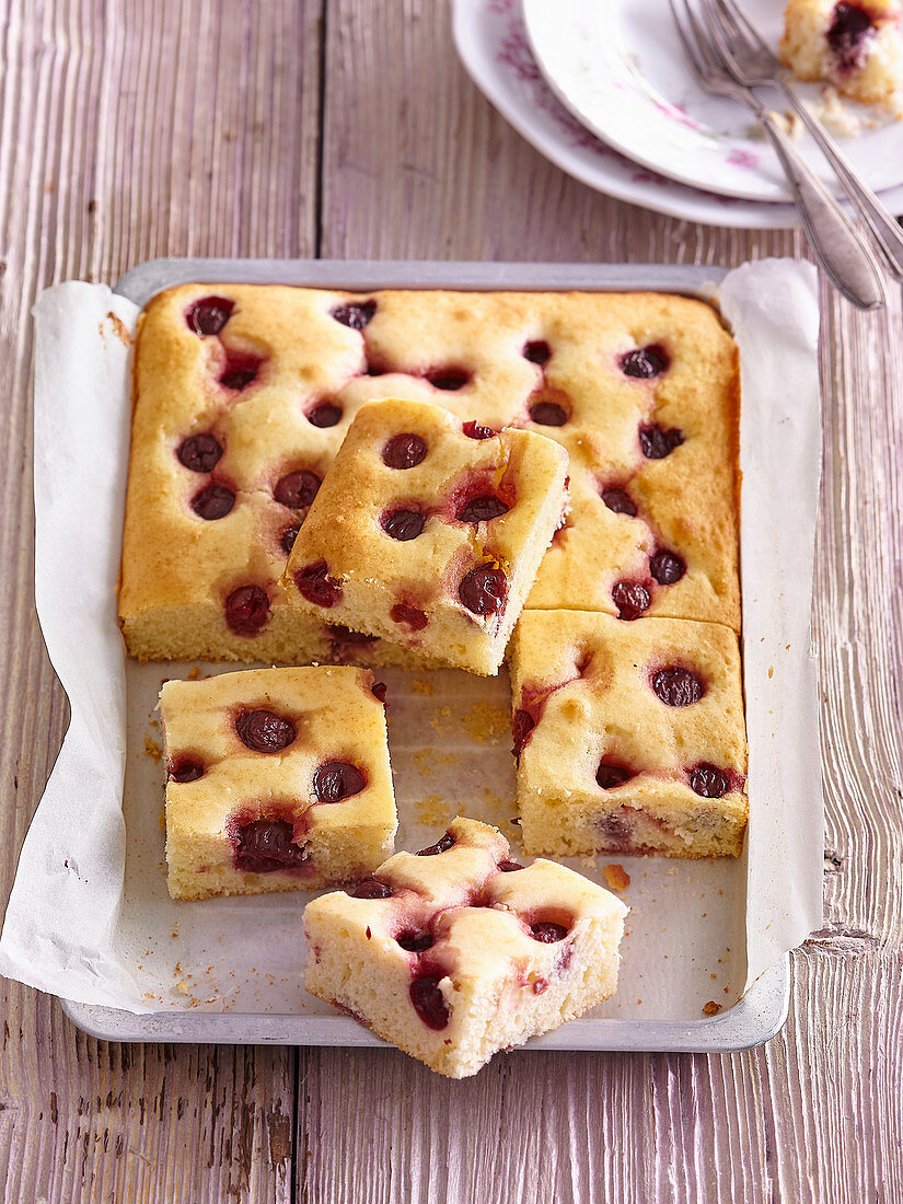 Sour cherry tray cake