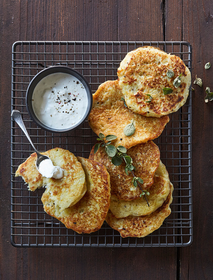 Potato pancakes with horseradish