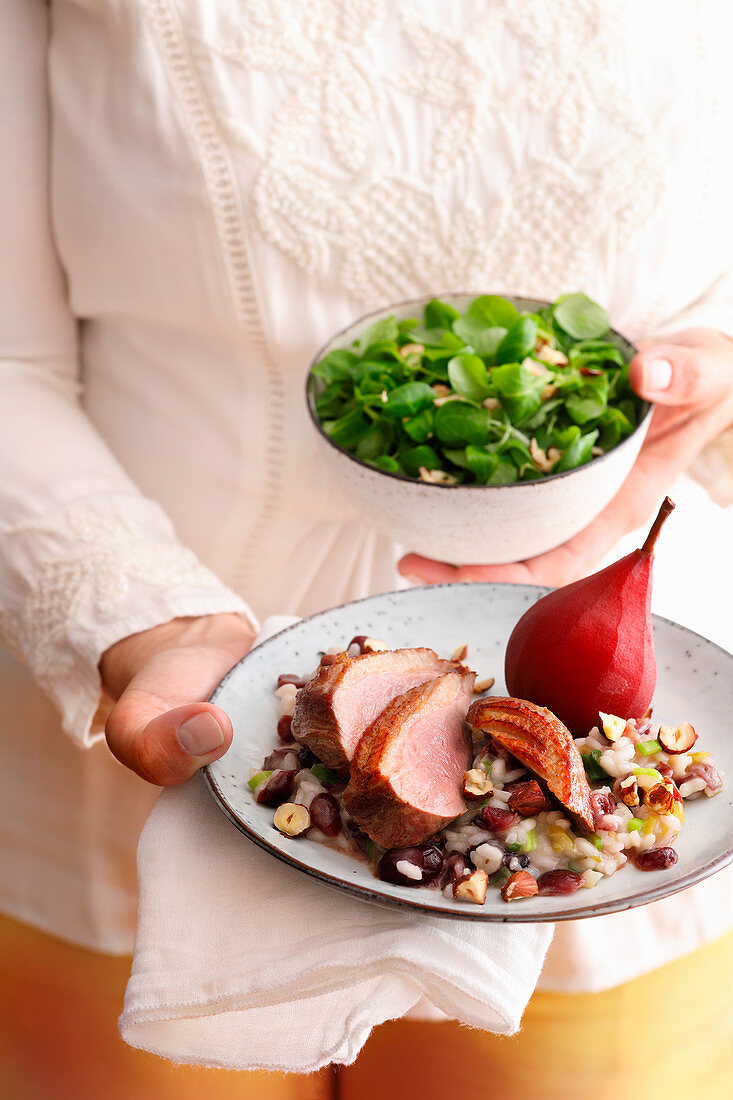 Duck breast with cranberry risotto