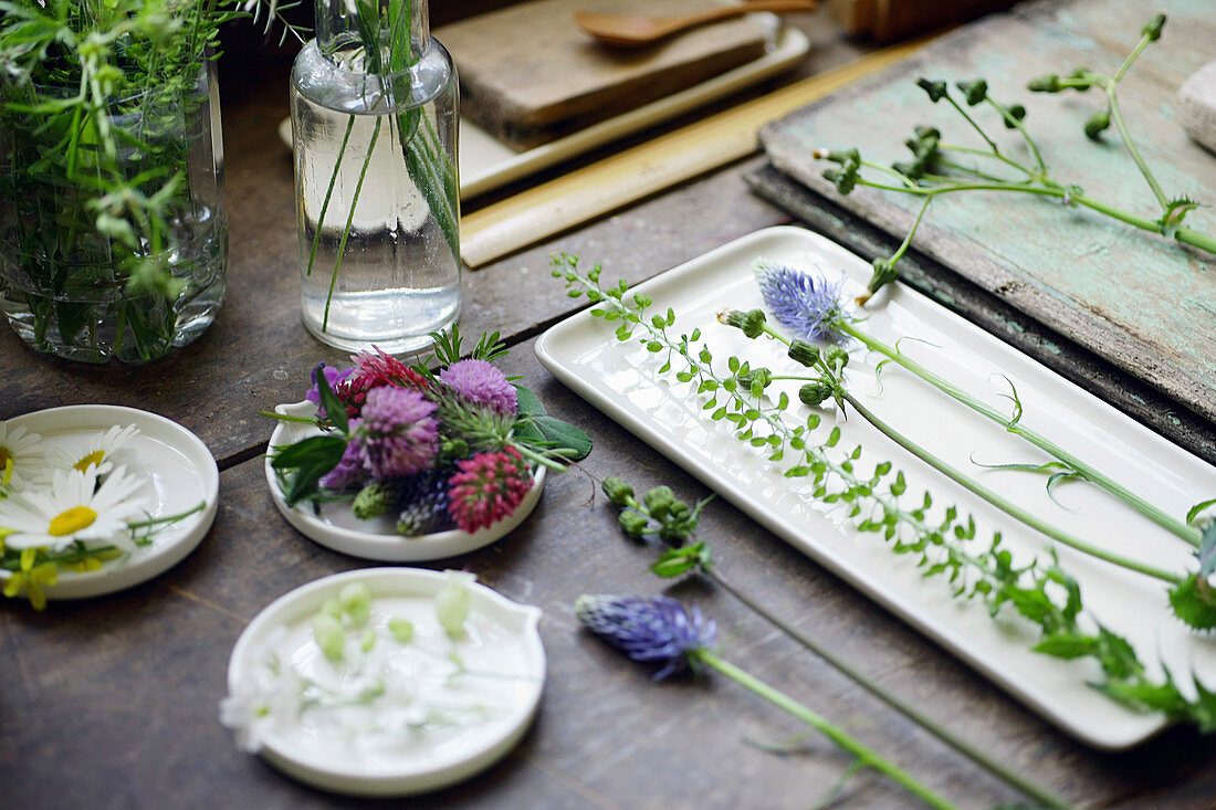 Clover, ox-eye daisy, lady's smock, spiked rampion, narrowleaf pepperweed and sow thistle