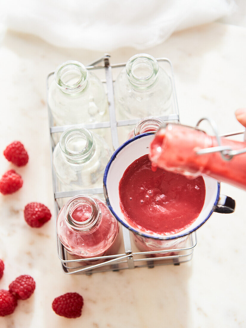 Bottled raspberry smoothie