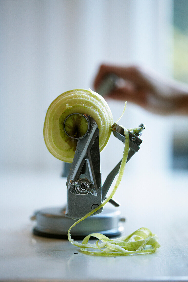Apple on a spiral slicer