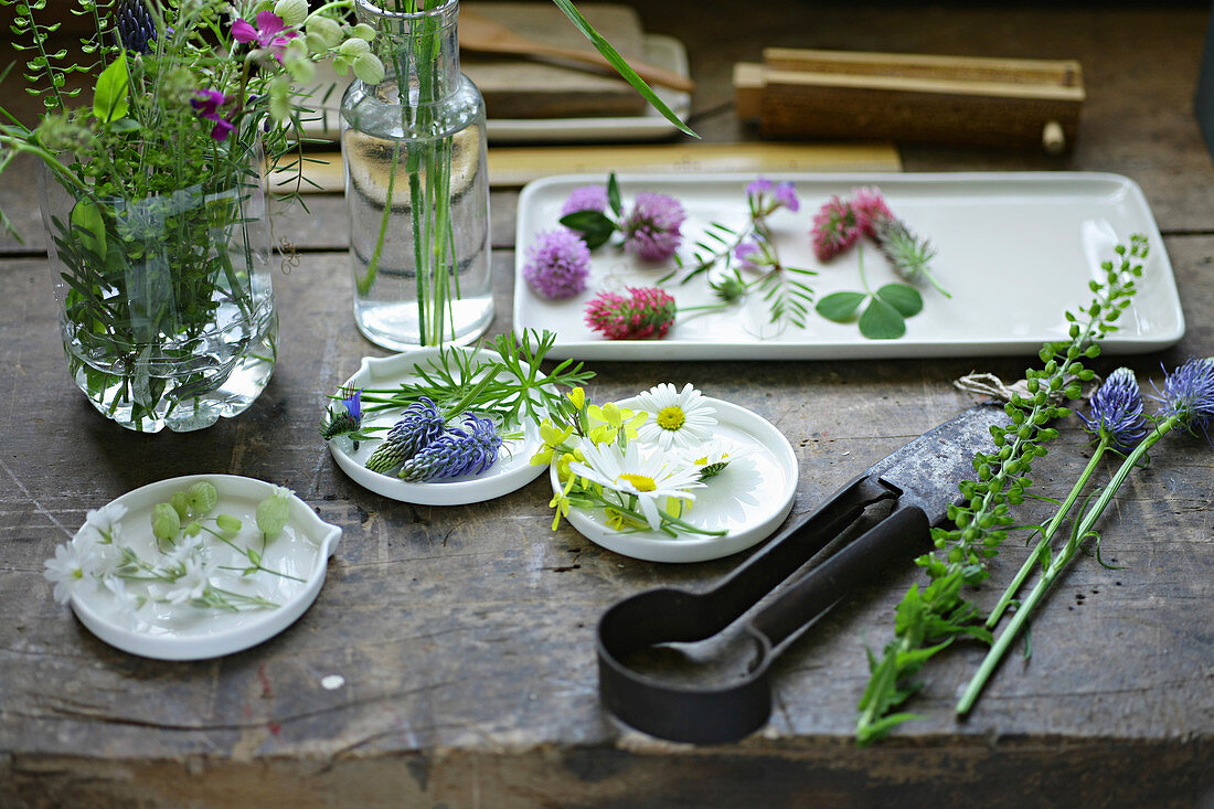 Still-life arrangement of wild flowers