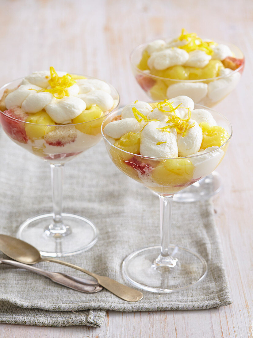Lemon trifles in dessert glasses