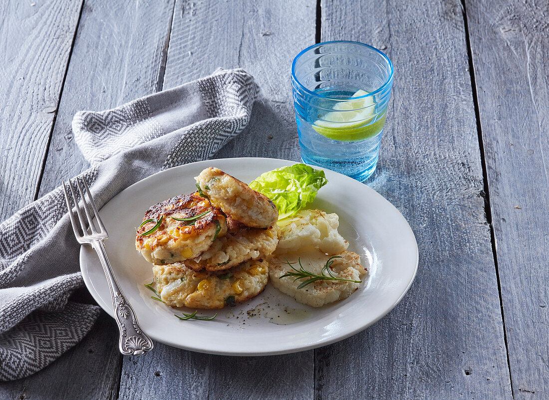 Cauliflower rissoles with maize