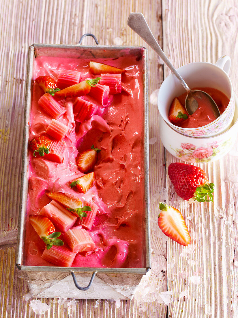 Strawberry and rhubarb sorbet