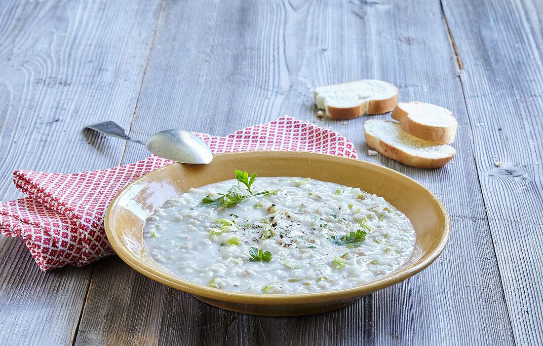 Soup prepared from celery green