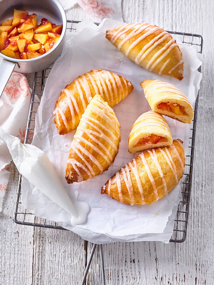 Peach pastries with icing