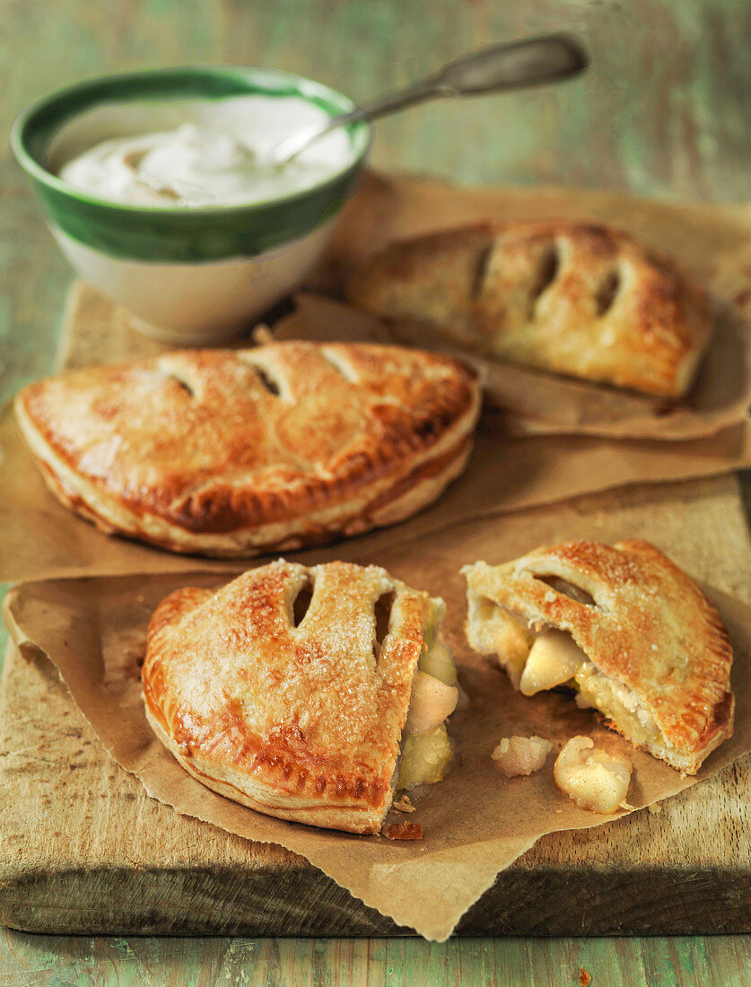 Chausson aux Pommes or Apple Turnovers with whipped cream