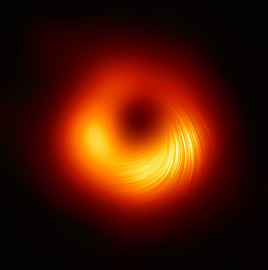 M87 supermassive black hole in polarised light, EHT image