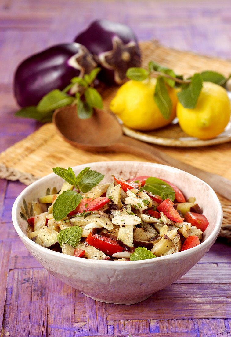 Marinated eggplants with vegetables