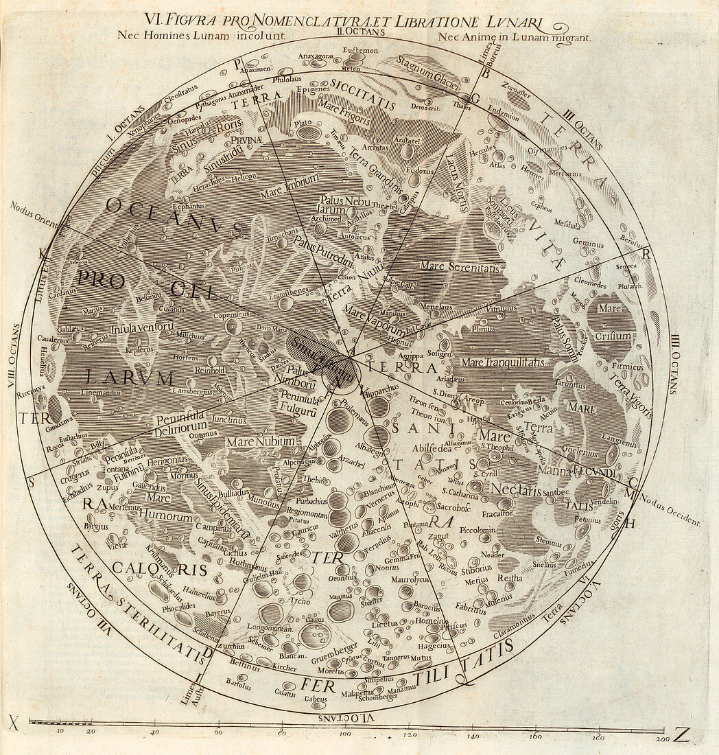 Riccioli's Moon map, 1651