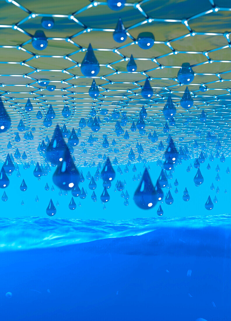 Graphene water filter, conceptual illustration