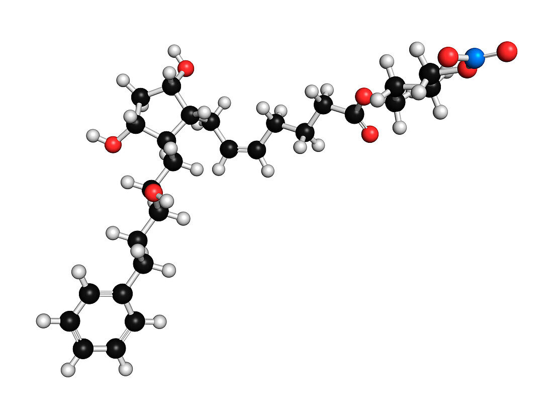Latanoprostene bunod eye drug molecule, illustration