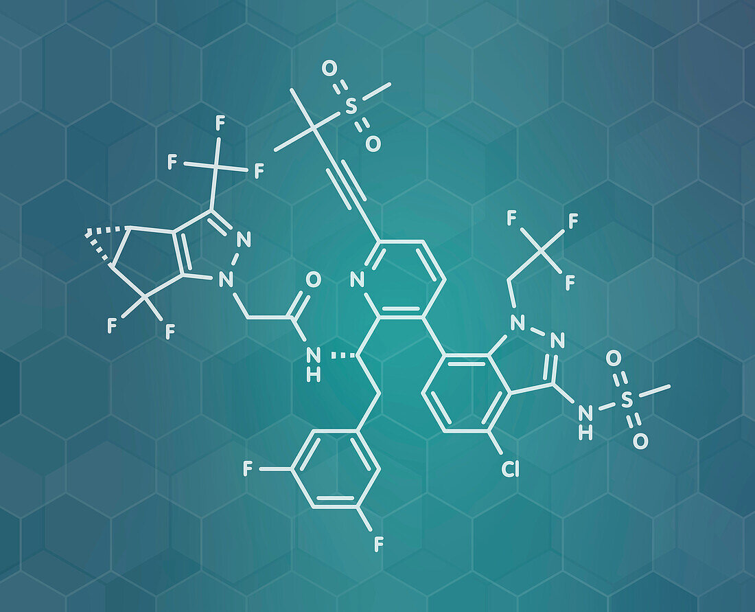 Lenacapavir antiviral drug molecule, illustration
