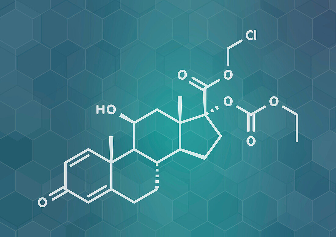 Loteprednol etabonate drug molecule, illustration