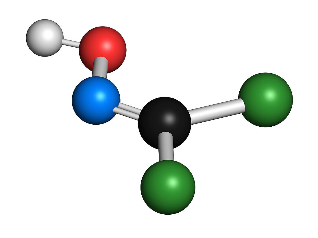 Phosgene oxime chemical weapon molecule, illustration