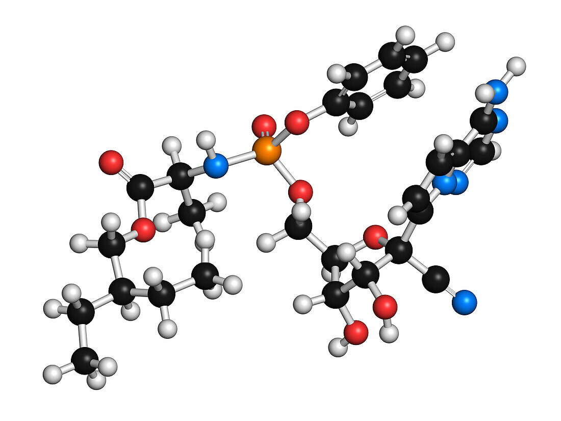 Remdesivir antiviral drug molecule, illustration