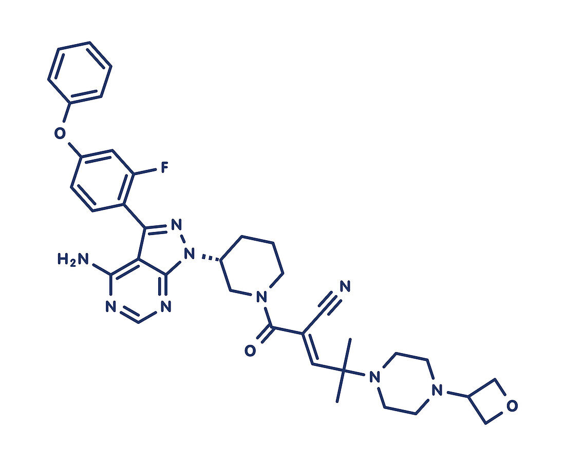 Rilzabrutinib drug molecule, illustration