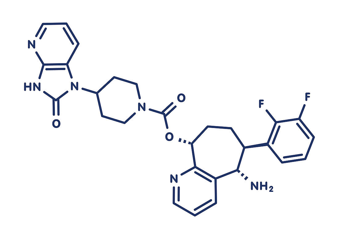 Rimegepant migraine drug molecule, illustration