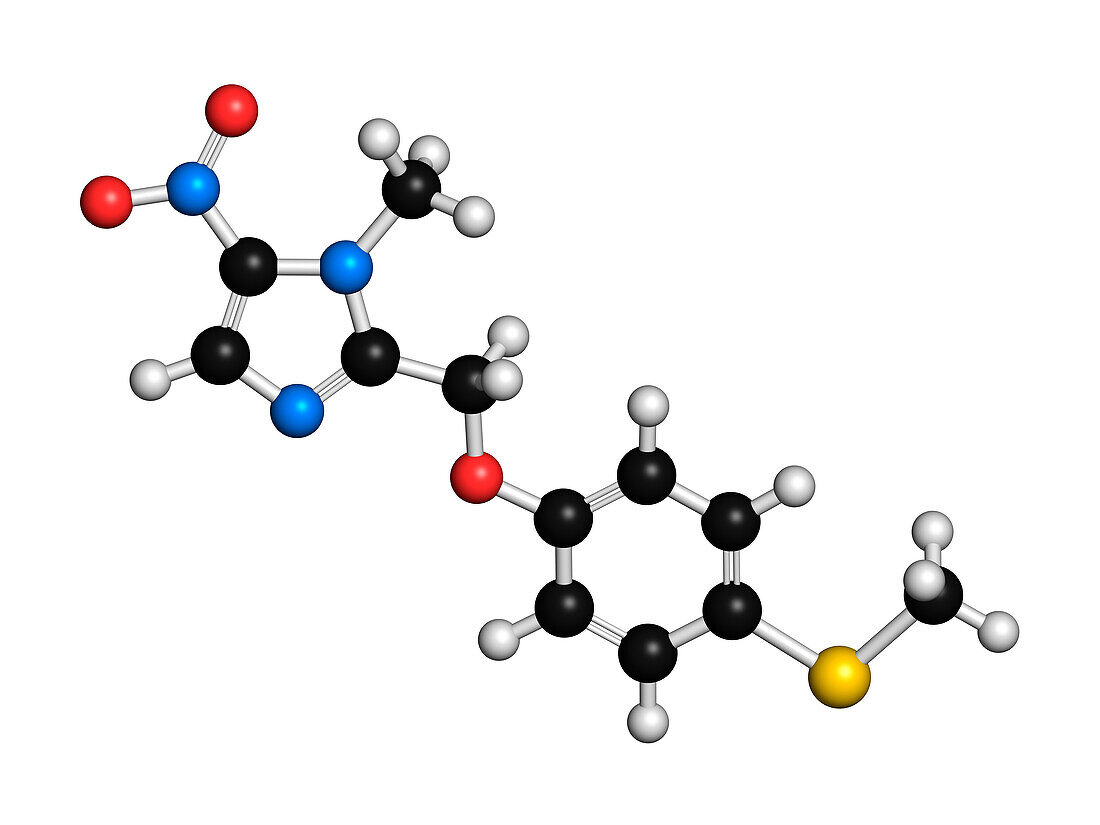 Fexinidazole antiprotozoal drug molecule, illustration
