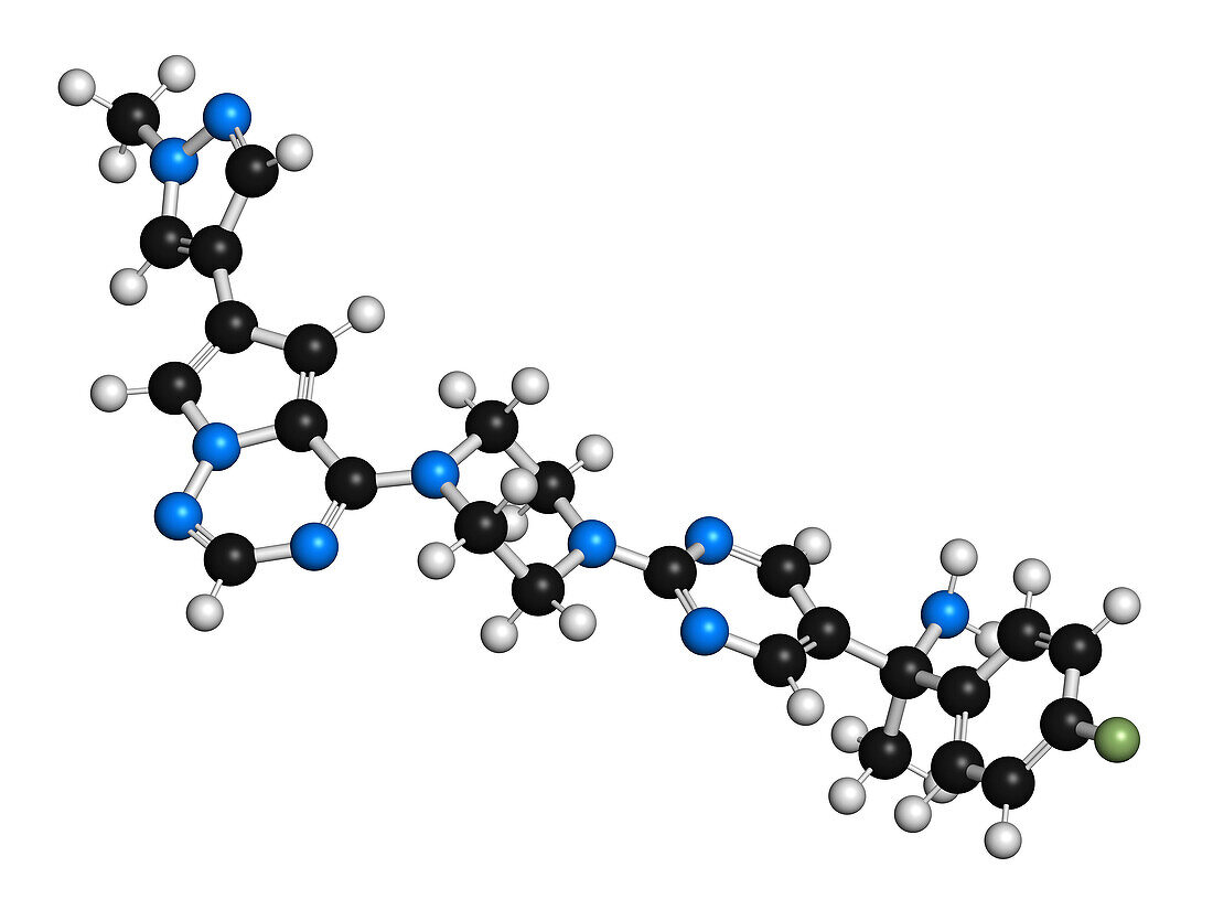 Avapritinib cancer drug molecule, illustration