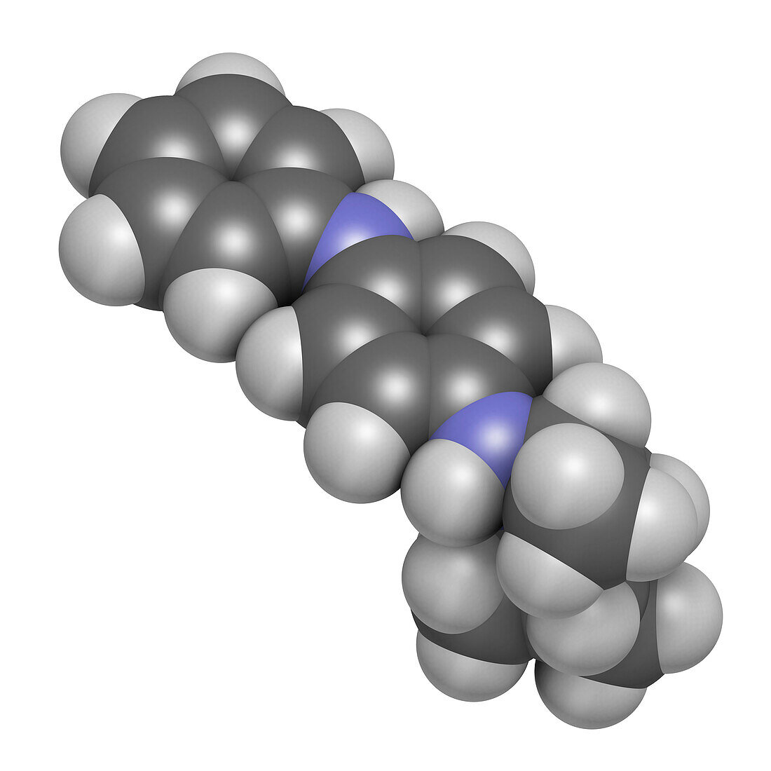 6PPD rubber additive molecule, illustration