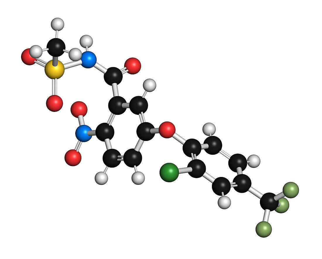 Fomesafen herbicide molecule, illustration