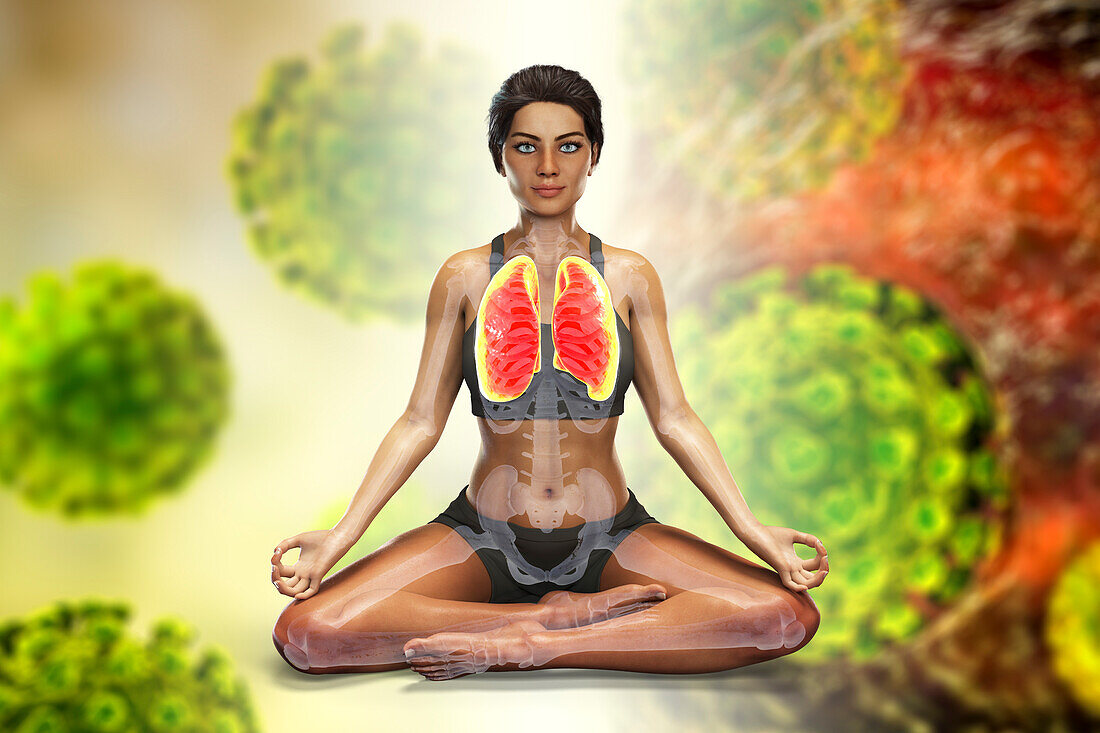 Woman in lotus yoga pose, illustration