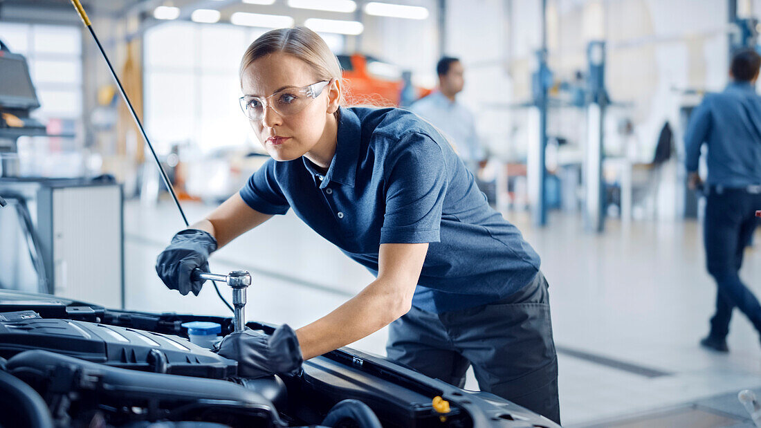 Mechanic working on car